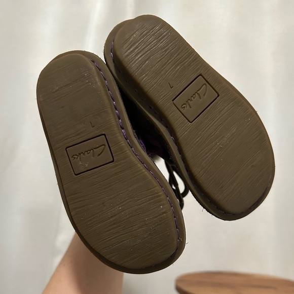 Clarks Girls Snugglewall Tall Suede Zip Lace Up Faux Fur Warm Winter Boots Sz 7 - Picture 10 of 11